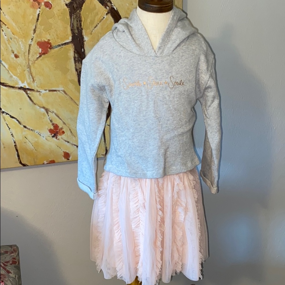 COPY - NWT Sweatshirt dress with hood & pink skirt SZ 3/4